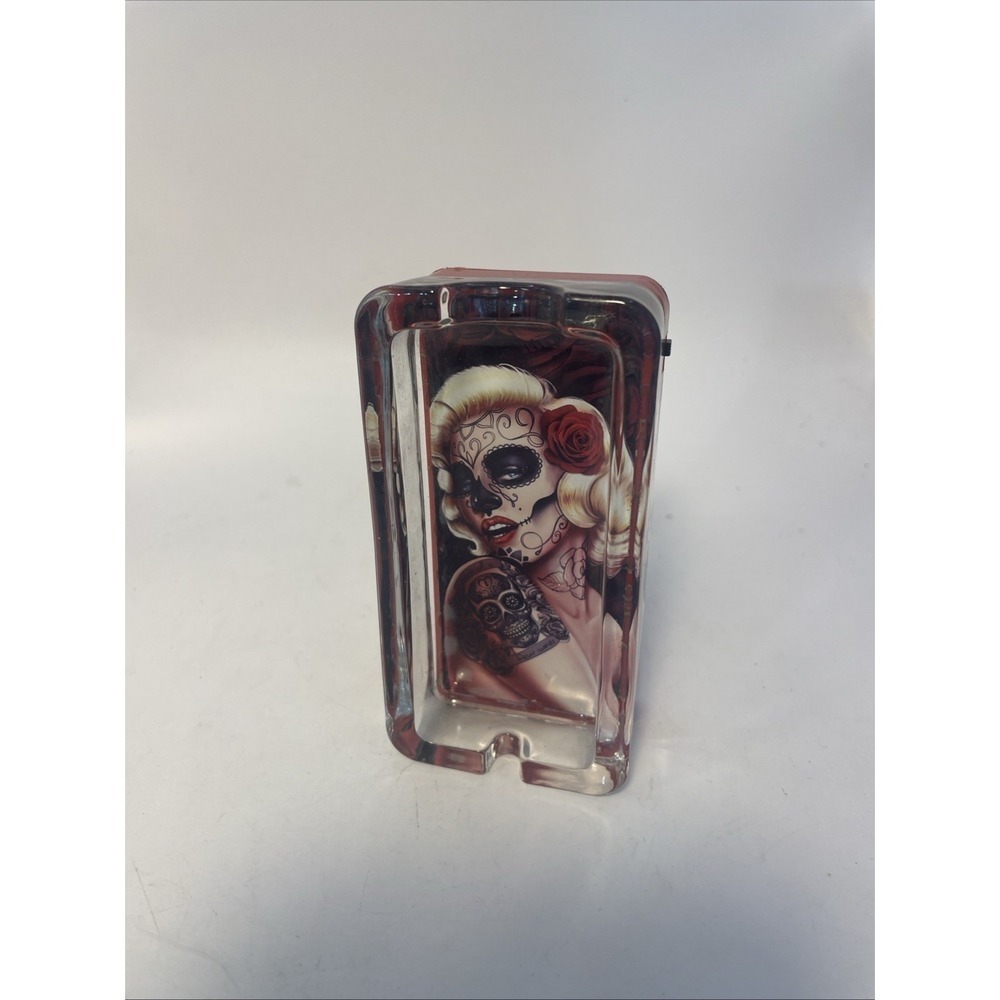 GLASS‎ SKULL ASHTRAY SMOKEZILLA FLORAL Multicolor